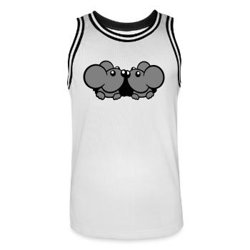 2 Mäuse Paar Zwei Verliebt Valentinstag Mauseloch - Männer Basketball-Trikot - Weiß/Schwarz - Vorne - AI Model Male 185 dark (185cm)
