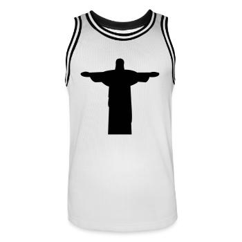 jesus_statue - Maillot de basket Homme - blanc/noir - Devant - AI Model Male 185 dark (185cm)