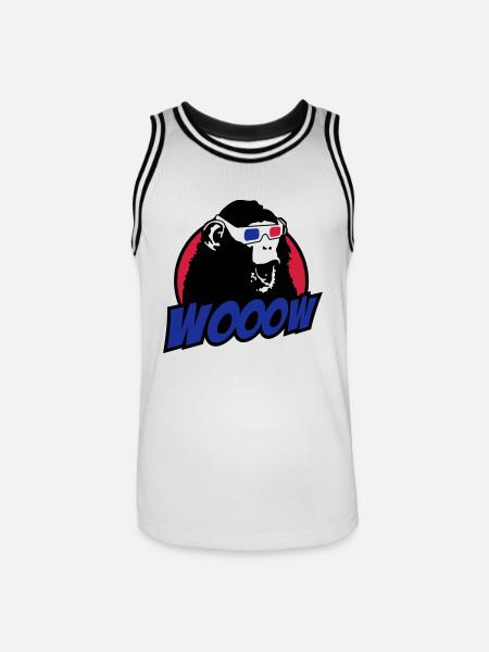 3D Glasses amazed Monkey - Men's Basketball Jersey - white/black