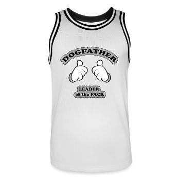 dogfather - leader of the pack - Men's Basketball Jersey - white/black - Front - AI Model Male 185 dark (185cm)