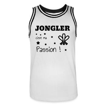 jongleur / jonglerie / jongleuse / cirque - Maillot de basket Homme - blanc/noir - Devant - AI Model Male 185 dark (185cm)