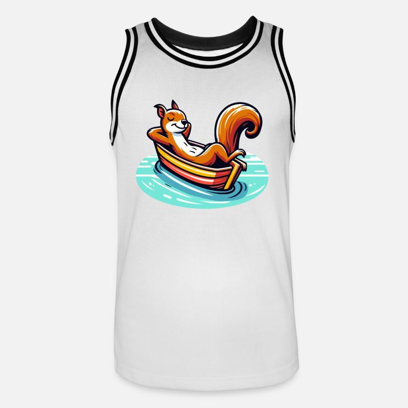 Entspanntes Eichhörnchen im Boot - Männer Basketball-Trikot - Weiß/Schwarz