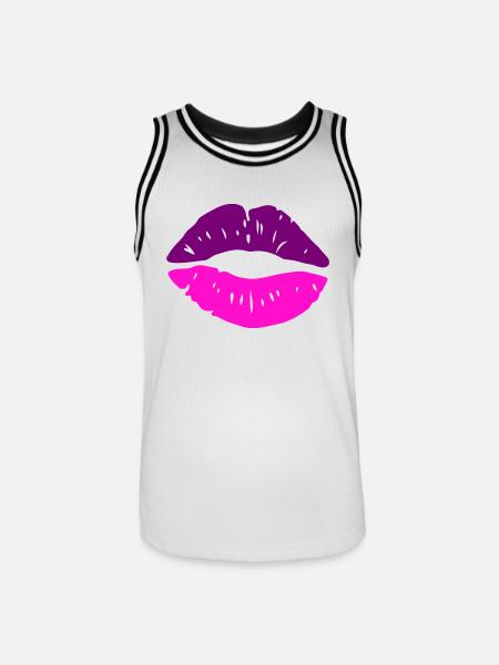 Lips Kiss - Men's Basketball Jersey - white/black