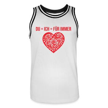 Du + ich = Für immer - Männer Basketball-Trikot - Weiß/Schwarz - Vorne - AI Model Male 185 dark (185cm)