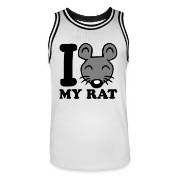 J’adore mon rat texte disant souris mignon petit rat - Maillot de basket Homme - blanc/noir - Devant - AI Model Male 185 dark (185cm)
