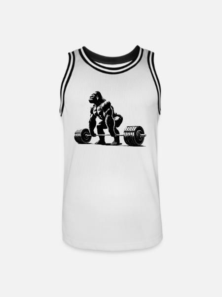 Gorilla Deadlift - Männer Basketball-Trikot - Weiß/Schwarz