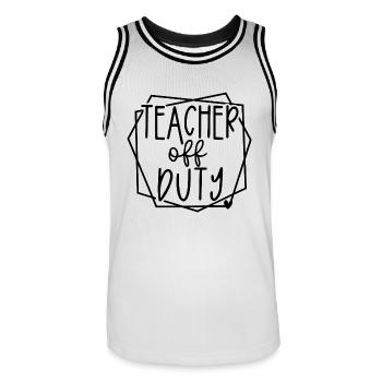 Teacher Off Duty Fun Relaxation Time Design - Men's Basketball Jersey - white/black - Front - AI Model Male 185 dark (185cm)