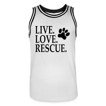 Animal Welfare, Dog, Cat, Animal Welfare Activist, Paw - Men's Basketball Jersey - white/black - Front - AI Model Male 185 dark (185cm)
