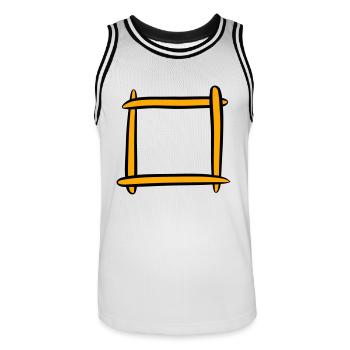 Cadre décoratif en bois / cadre photo. Modèle. - Maillot de basket Homme - blanc/noir - Devant - AI Model Male 185 dark (185cm)