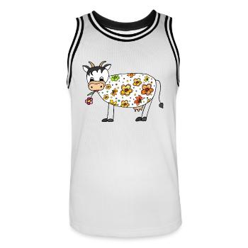Cow - Men's Basketball Jersey - white/black - Front - AI Model Male 185 dark (185cm)