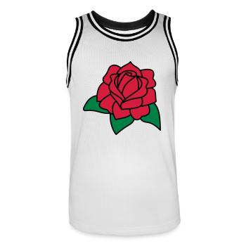 red rose - Männer Basketball-Trikot - Weiß/Schwarz - Vorne - AI Model Male 185 dark (185cm)