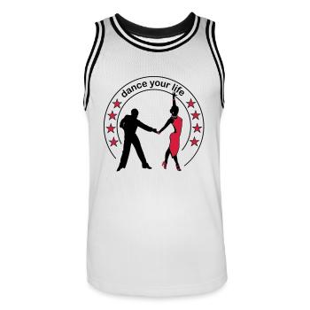 Dance your life - Men's Basketball Jersey - white/black - Front - AI Model Male 185 dark (185cm)