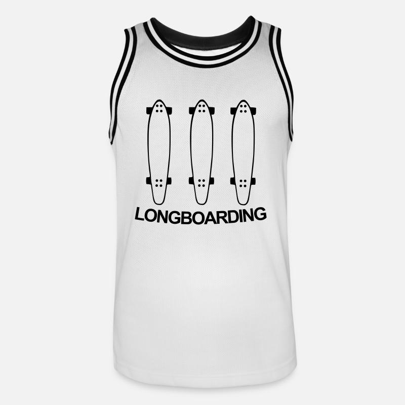 Longboard,longboarder,longboard, planche à roulett - Maillot de basket Homme - blanc/noir