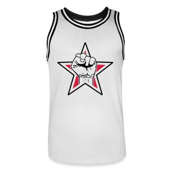 Star fist - fist freedom fighting freedom stars - Men's Basketball Jersey - white/black - Front - AI Model Male 185 dark (185cm)