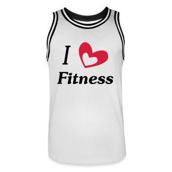 j'aime le fitness - Maillot de basket Homme - blanc/noir - Devant - AI Model Male 185 dark (185cm)