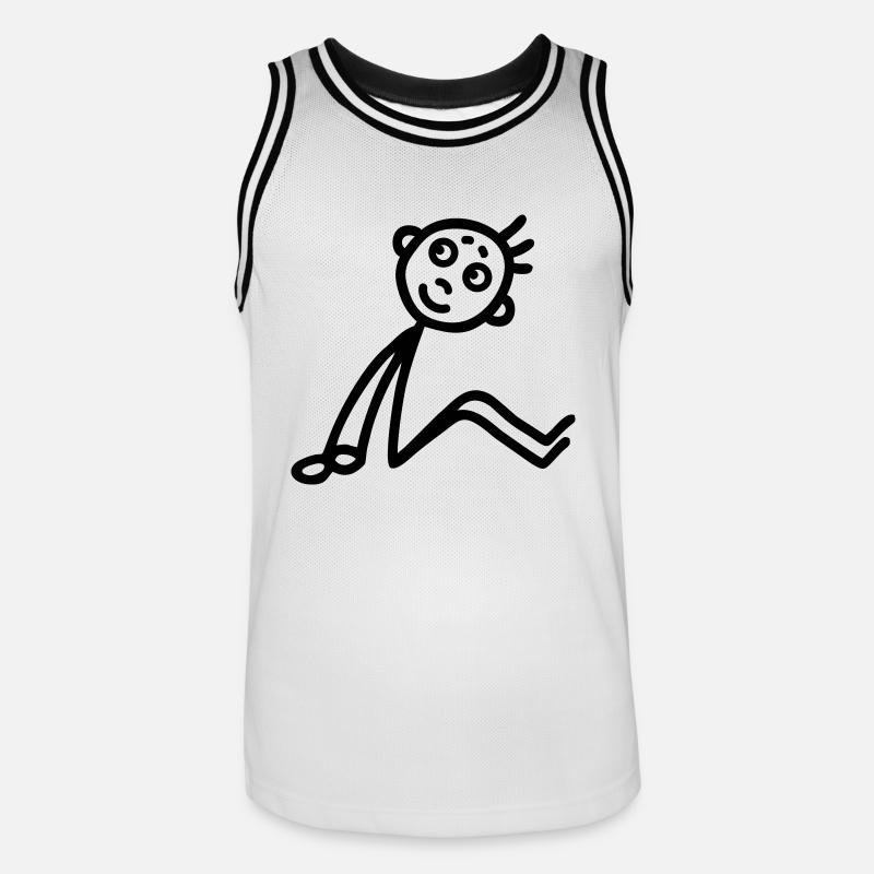 Männchen sitzend - Männer Basketball-Trikot - Weiß/Schwarz