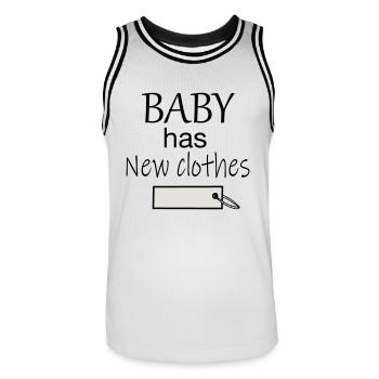 Bébé a de nouveaux vêtements - Maillot de basket Homme - blanc/noir - Devant - AI Model Male 185 dark (185cm)
