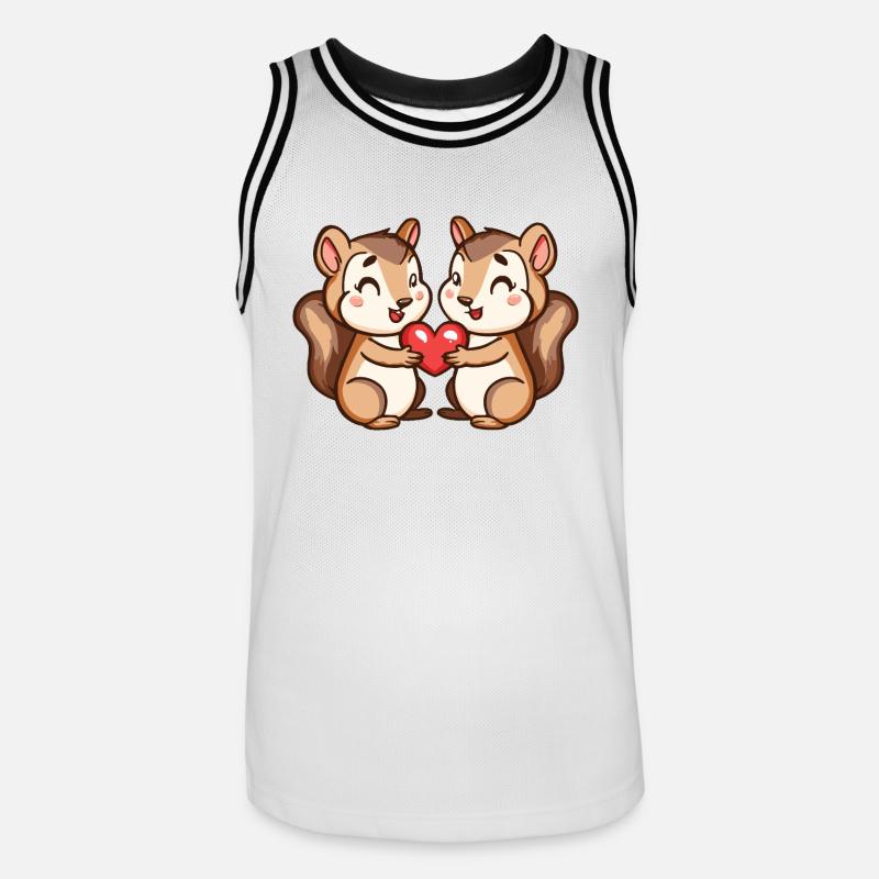 Eichhörnchen Comic Paar Liebe - Männer Basketball-Trikot - Weiß/Schwarz