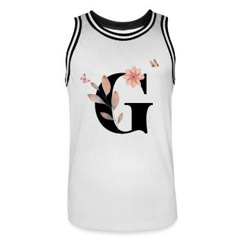 Letter g wildflowers watercolors - Men's Basketball Jersey - white/black - Front - AI Model Male 185 dark (185cm)