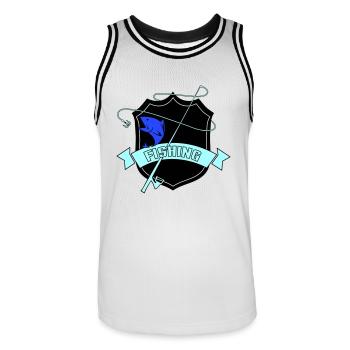 fishing wappen Kopie - Männer Basketball-Trikot - Weiß/Schwarz - Vorne - AI Model Male 185 dark (185cm)