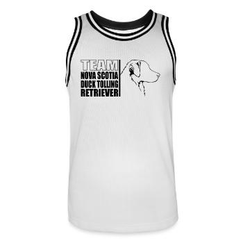 TEAM Nova Scotia Duck Tolling Retriever Wilsigns - Men's Basketball Jersey - white/black - Front - AI Model Male 185 dark (185cm)