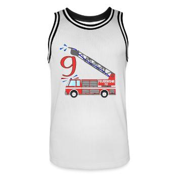 Fire engine 9th birthday - Men's Basketball Jersey - white/black - Front - AI Model Male 185 dark (185cm)