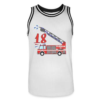 Feuerwehrauto 18. Geburtstag - Männer Basketball-Trikot - Weiß/Schwarz - Vorne - AI Model Male 185 dark (185cm)