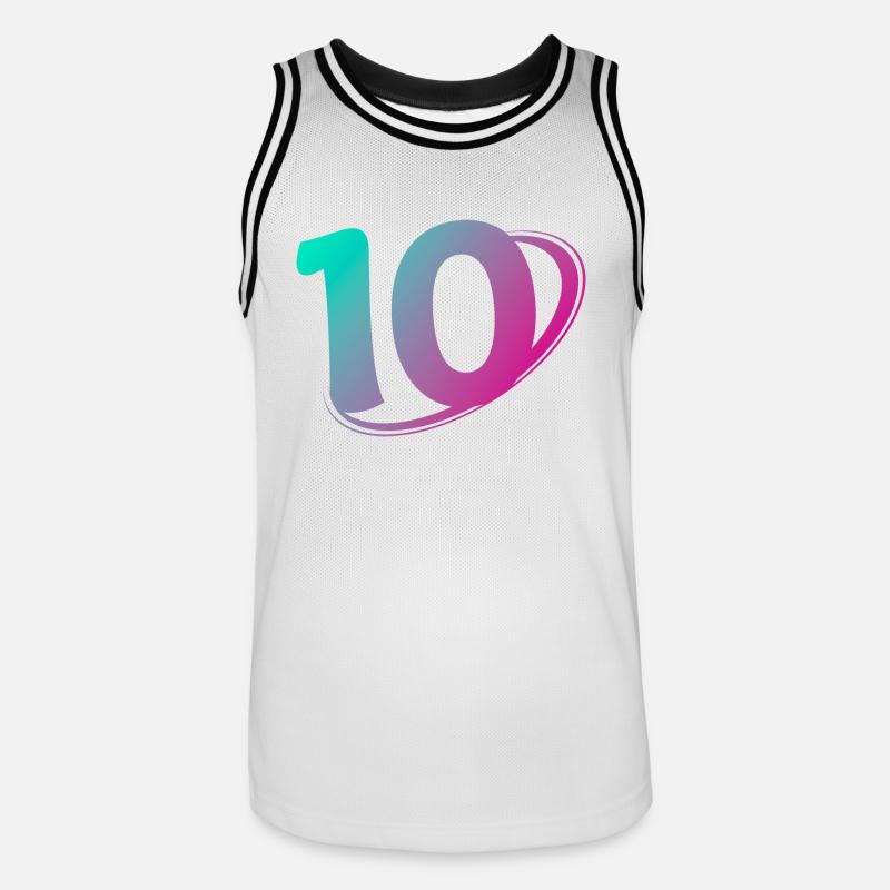 Numéro 10 multicolore - Maillot de basket Homme - blanc/noir