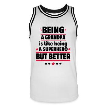Être un grand-père, c’est mieux qu’être un super-héros - Maillot de basket Homme - blanc/noir - Devant - AI Model Male 185 dark (185cm)
