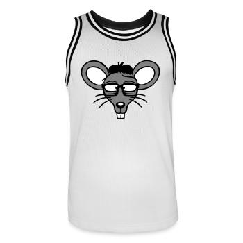 Maus Nerd Geek Hornbrille Schlau Intelligent Freak - Männer Basketball-Trikot - Weiß/Schwarz - Vorne - AI Model Male 185 dark (185cm)