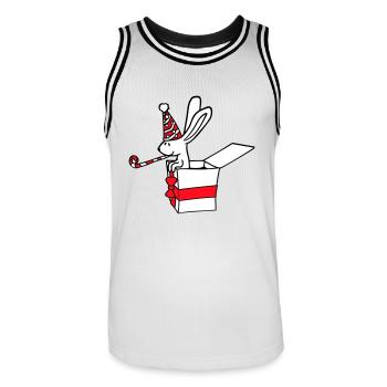 Lapin Anniversaire Années Vieux Cadeau Serviette Chapeau de fête - Maillot de basket Homme - blanc/noir - Devant - AI Model Male 185 dark (185cm)
