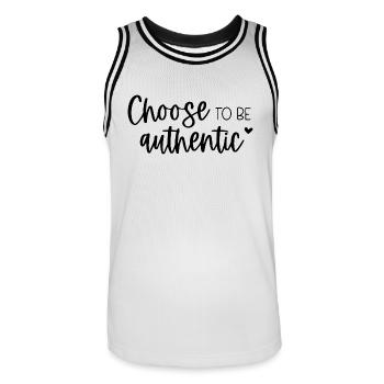 Choose To Be Authentic Inspirational Message - Men's Basketball Jersey - white/black - Front - AI Model Male 185 dark (185cm)