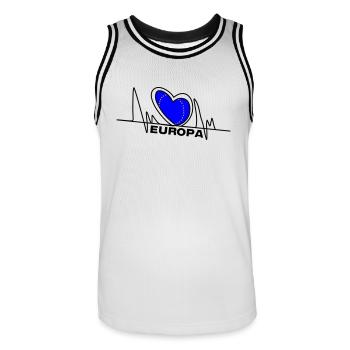 Europa Herzschlag - Männer Basketball-Trikot - Weiß/Schwarz - Vorne - AI Model Male 185 dark (185cm)