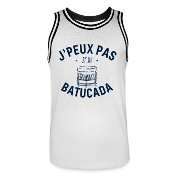 J peux pas j ai Batucada Bleu - Maillot de basket Homme - blanc/noir - Devant - AI Model Male 185 dark (185cm)