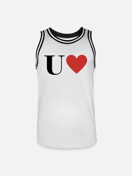 Letter u red heart - Men's Basketball Jersey - white/black