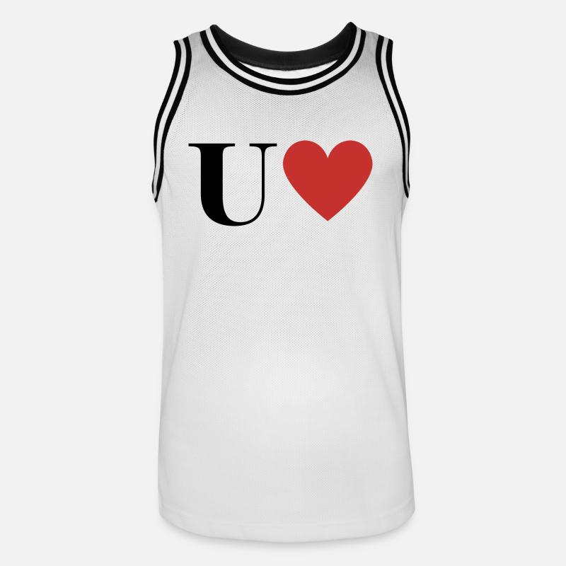 Buchstabe u rotes Herz - Männer Basketball-Trikot - Weiß/Schwarz