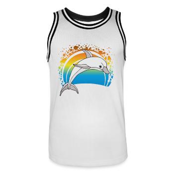 Delfin - Männer Basketball-Trikot - Weiß/Schwarz - Vorne - AI Model Male 185 dark (185cm)