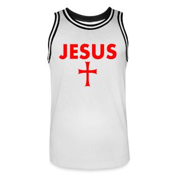 Croix de Jésus - Maillot de basket Homme - blanc/noir - Devant - AI Model Male 185 dark (185cm)