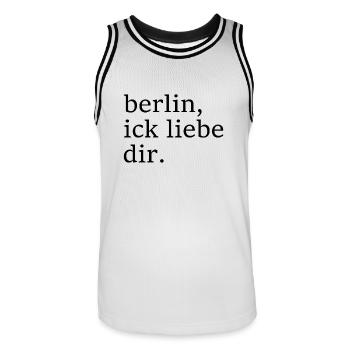 berlin, ick liebe dir. - Dialekt - Mundart - Männer Basketball-Trikot - Weiß/Schwarz - Vorne - AI Model Male 185 dark (185cm)