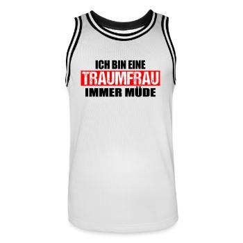 Ich bin eine Traumfrau immer müde - Männer Basketball-Trikot - Weiß/Schwarz - Vorne - AI Model Male 185 dark (185cm)
