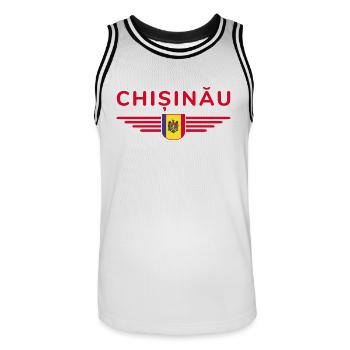 T-shirt Chișinău – L’amour de la capitale - Maillot de basket Homme - blanc/noir - Devant - AI Model Male 185 dark (185cm)