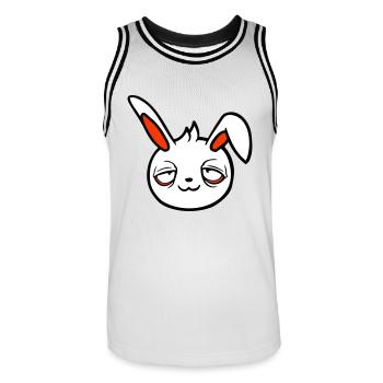 Bunny Tired Confused Relaxed Red Dark Circles Chill - Men's Basketball Jersey - white/black - Front - AI Model Male 185 dark (185cm)