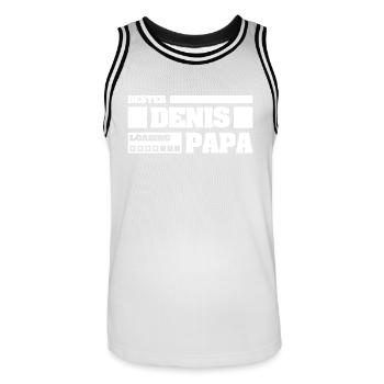 Denis as a first name - Men's Basketball Jersey - white/black - Front - AI Model Male 185 dark (185cm)