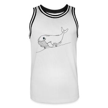 Blauwal mit Skateboard - Männer Basketball-Trikot - Weiß/Schwarz - Vorne - AI Model Male 185 dark (185cm)