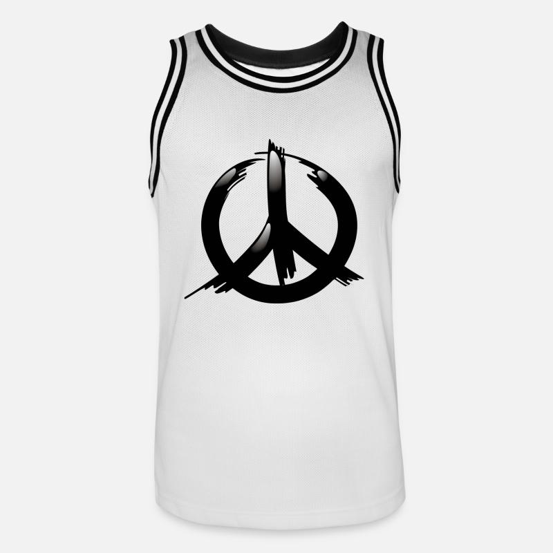 Smiley Peace - Maglia da basket per uomo - bianco/nero