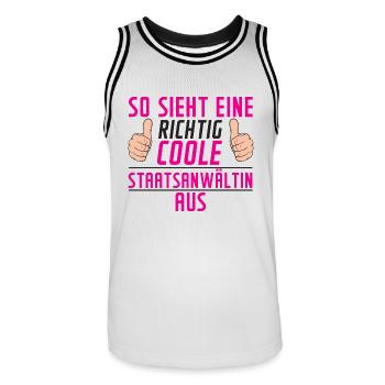 Staatsanwältin | | Anwältin | Humor - Männer Basketball-Trikot - Weiß/Schwarz - Vorne - AI Model Male 185 dark (185cm)