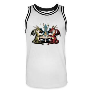 Dragons playing cards - Men's Basketball Jersey - white/black - Front - AI Model Male 185 dark (185cm)