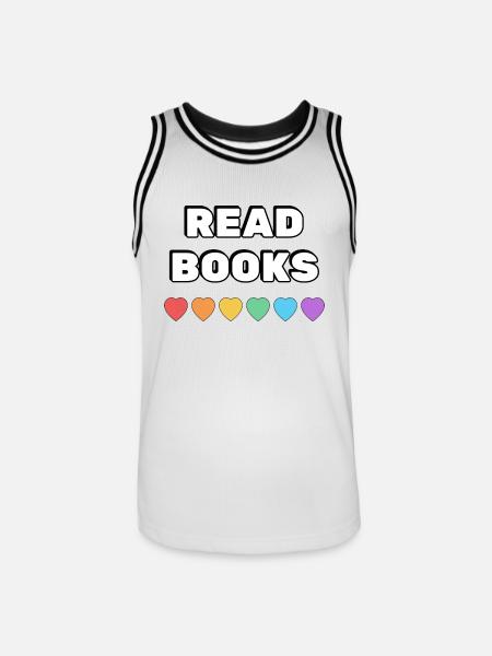 Read Books Rainbow Hearts - Men's Basketball Jersey - white/black