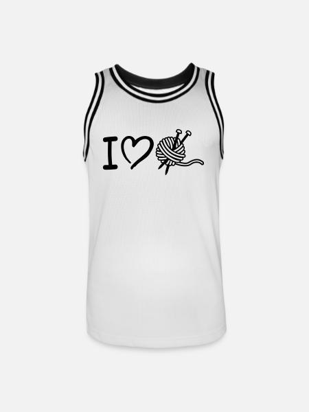 I love Knitting - Men's Basketball Jersey - white/black