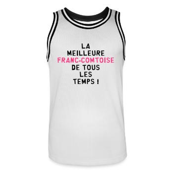 Franche-comté / Franc-Comtois / Franc-Comtoise - Maillot de basket Homme - blanc/noir - Devant - AI Model Male 185 dark (185cm)